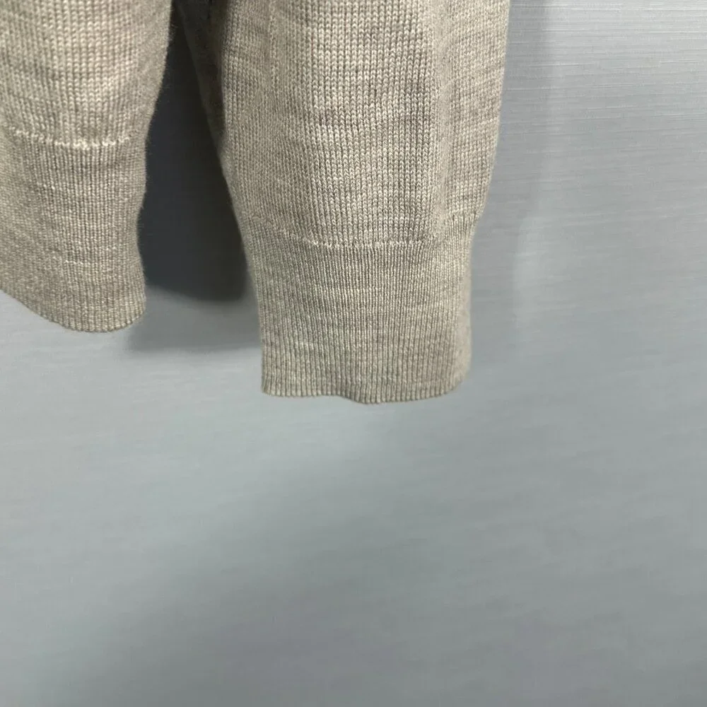 Jos A Bank Sweater Mens XL Traveler Beige Merino Wool V Neck Ribbed Cuffs Hem